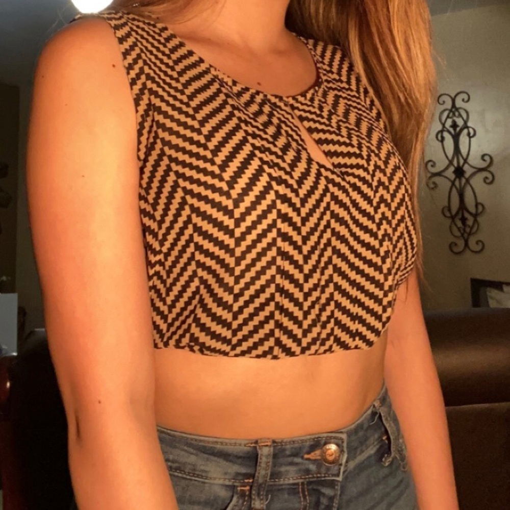 Cream Patterned Blouse Tank Top